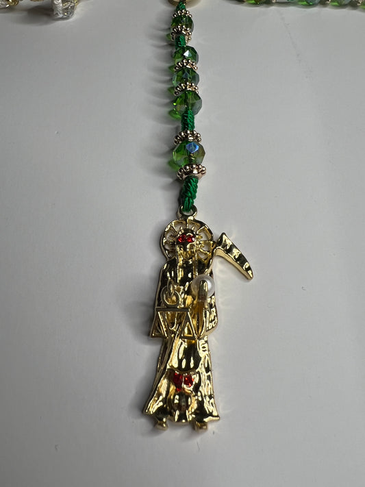 Santa Muerte Rosary-Green