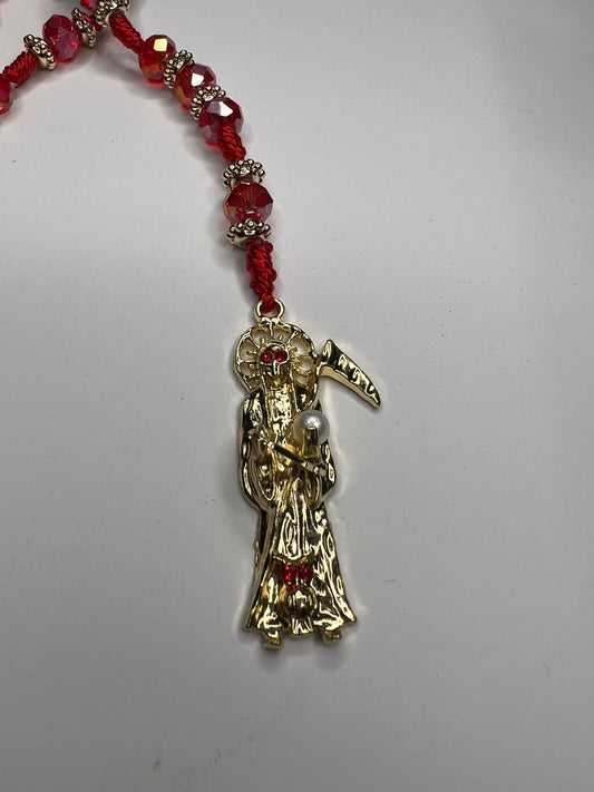 Santa Muerte Rosary-Red