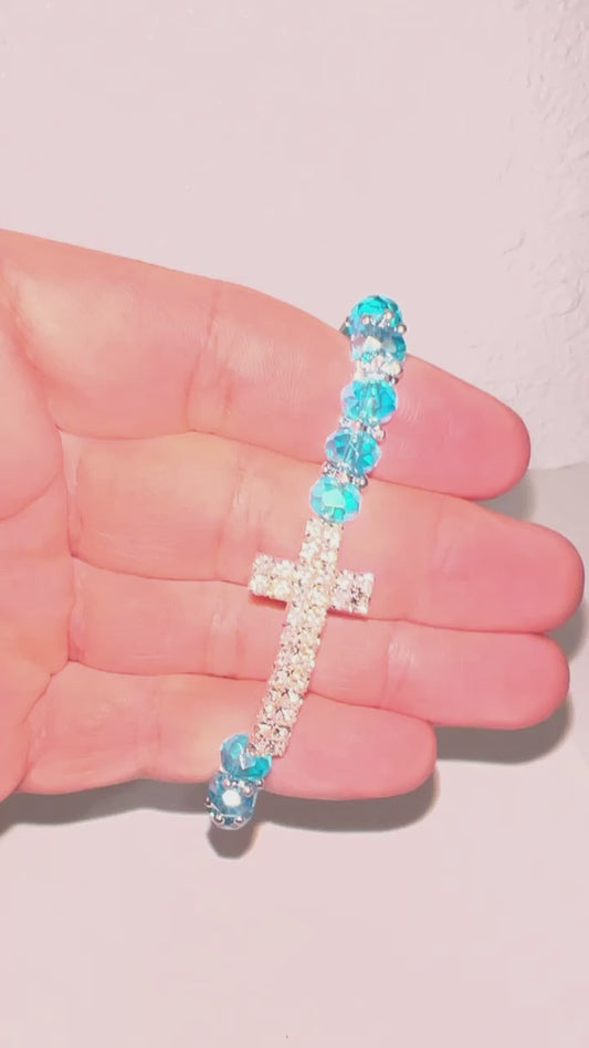 Large Cross Bracelet (Light Blue/Baby Blue)